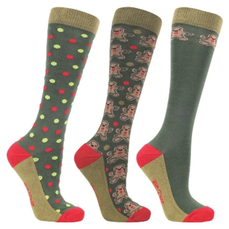 Hy Equestrian HYCONIC Christmas Riding Socks 3 Pack - Gingerbread