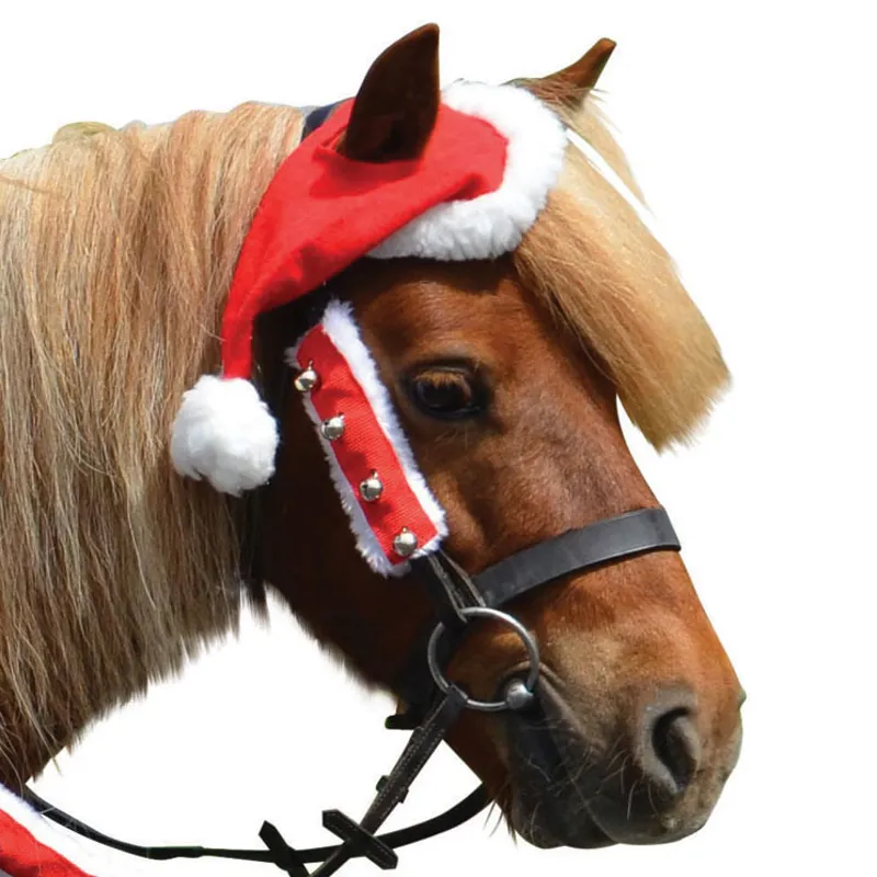 Hy Christmas Horse Santa Hat - Red/White-1