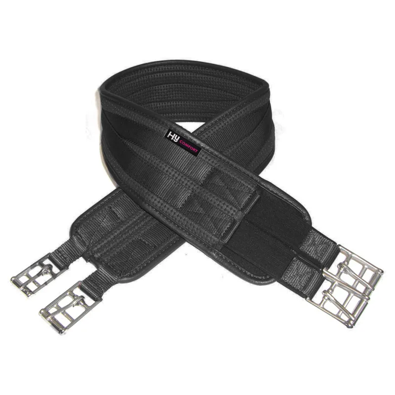 Hy Equestrian Waffle Girth with One Elasticated End - Black