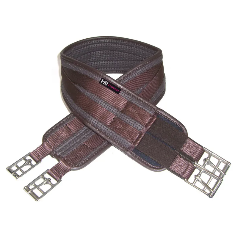 Hy Equestrian Waffle Girth with One Elasticated End - Brown
