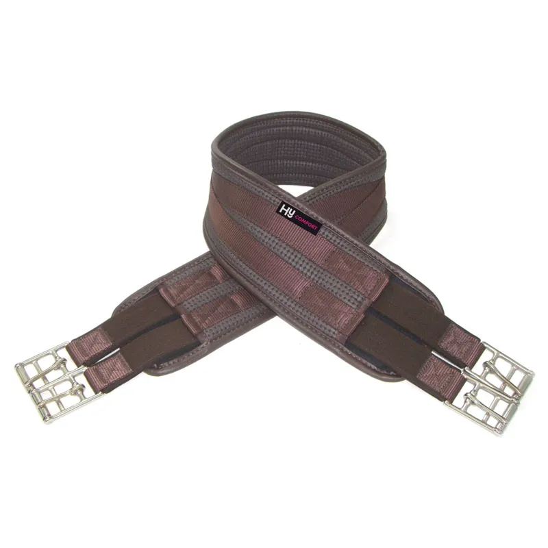 Hy Equestrian Waffle Girth with Elasticated Ends - Brown