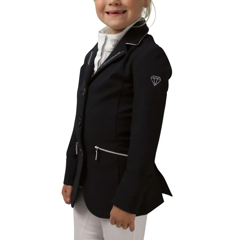 Hy Equestrian Cadiz Mizs Junior Competition Jacket - Black/Silver - 7-8yrs