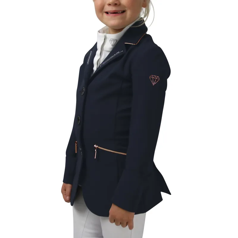 Hy Equestrian Cadiz Mizs Junior Show Jacket - Navy/Rose Gold