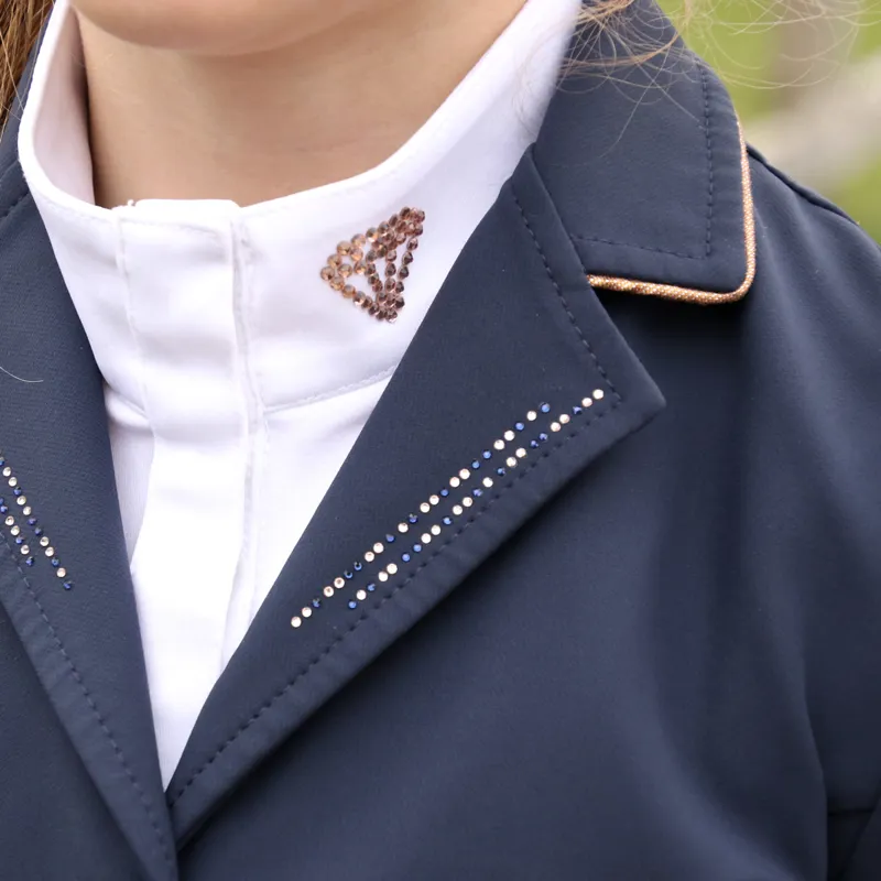 Hy Equestrian Cadiz Mizs Junior Show Jacket - Navy/Rose Gold-2