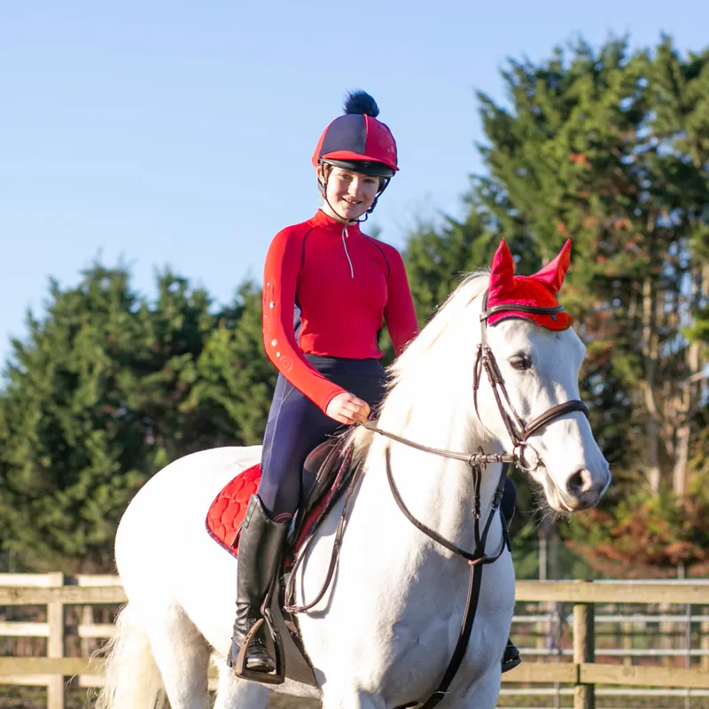 Hy Equestrian DynaMizs Ecliptic Junior Base Layer - Red/Navy-4