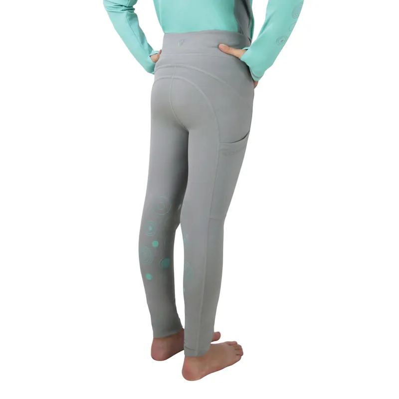 Hy Equestrian DynaMizs Ecliptic Knee Grip Junior Riding Tights - Mint/Grey-1
