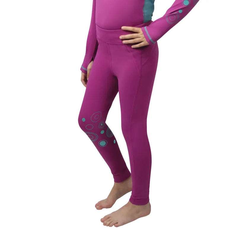 Hy Equestrian DynaMizs Ecliptic Knee Grip Junior Riding Tights - Plum/Teal