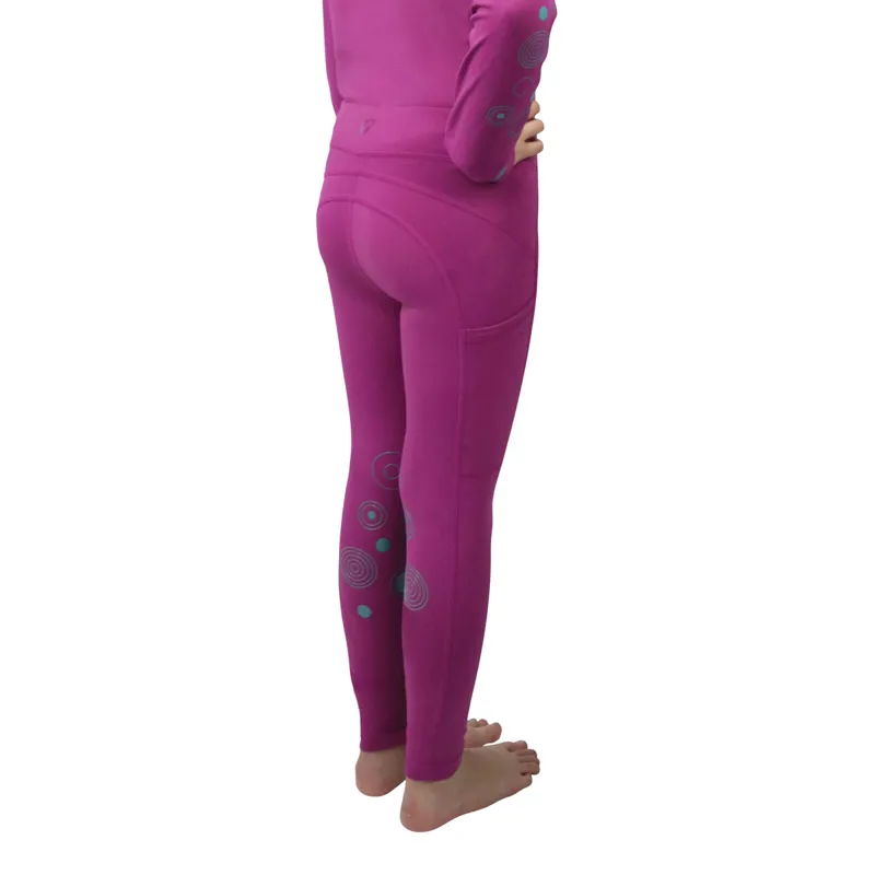 Hy Equestrian DynaMizs Ecliptic Knee Grip Junior Riding Tights - Plum/Teal-1