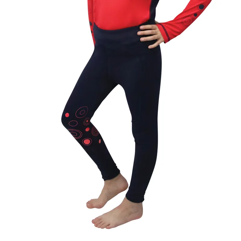 Hy Equestrian DynaMizs Ecliptic Knee Grip Junior Riding Tights - Red/Navy