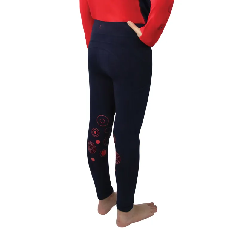 Hy Equestrian DynaMizs Ecliptic Knee Grip Junior Riding Tights - Red/Navy-1