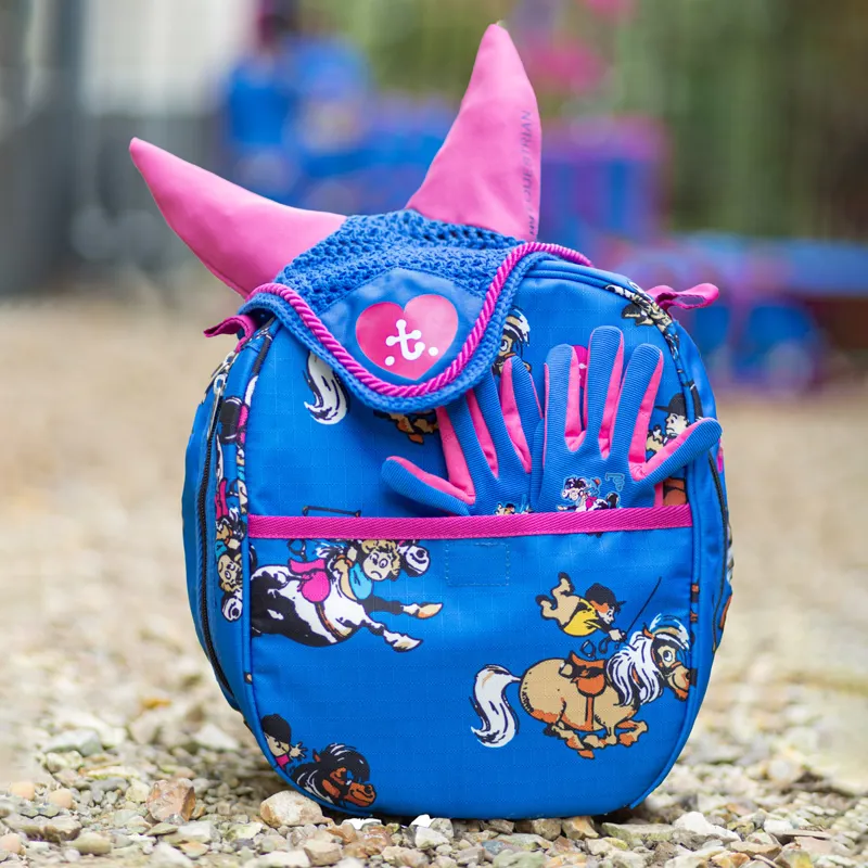 Hy Equestrian Thelwell Collection Fly Veil - Thelwell Race/Cobalt Blue/Magenta-3