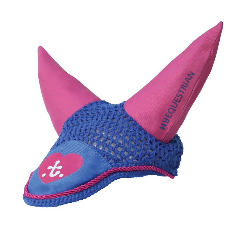 Hy Equestrian Thelwell Collection Fly Veil - Thelwell Race/Cobalt Blue/Magenta-1