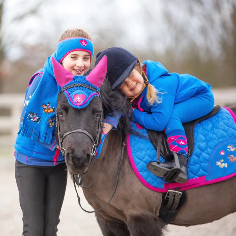 Hy Equestrian Thelwell Collection Fly Veil - Thelwell Race/Cobalt Blue/Magenta-2