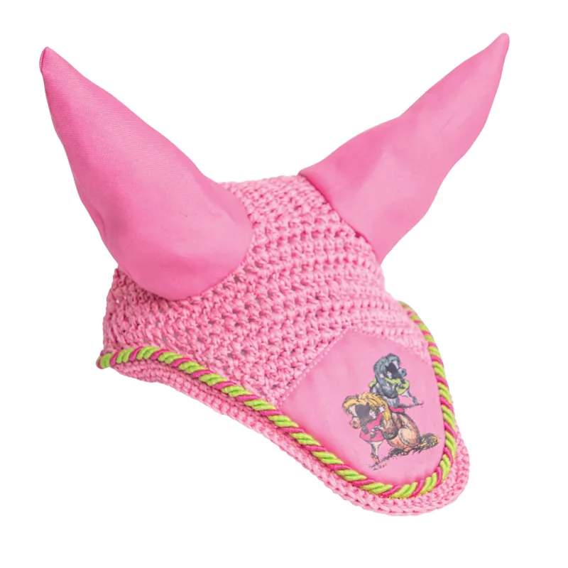 Hy Equestrian Thelwell Collection Fly Veil - Thelwell Hugs/Pink/Lime