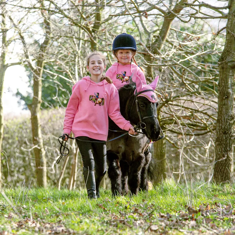 Hy Equestrian Thelwell Collection Fly Veil - Thelwell Hugs/Pink/Lime-1