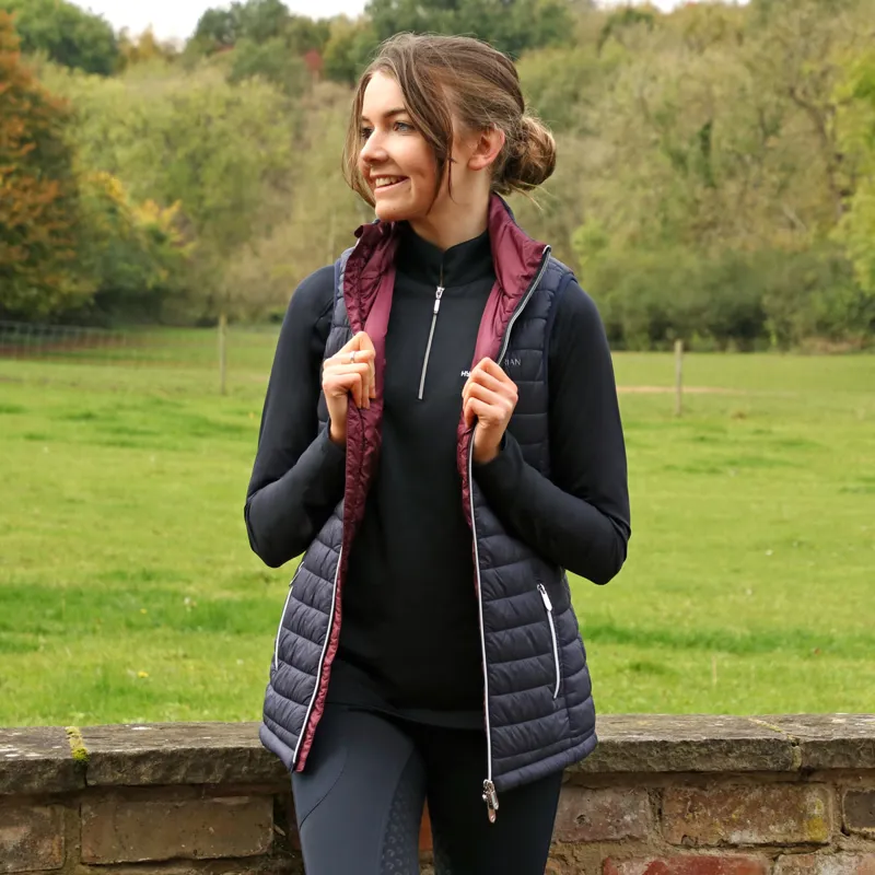 Hy Equestrian Synergy Padded Ladies Gilet - Navy/Fig-2