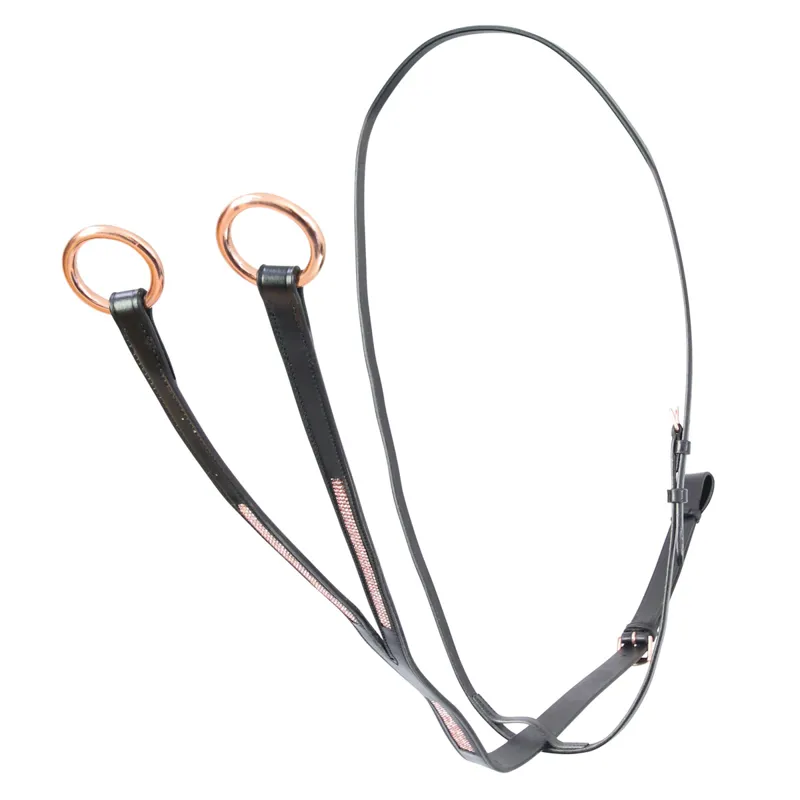 Hy Equestrian Rosciano Crystal Running Martingale - Black/Rose Gold