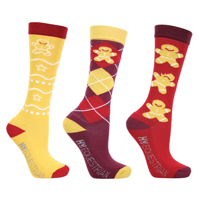 HyFASHION Mizs Christmas Teen Socks 3 Pack - Gingerbread Man