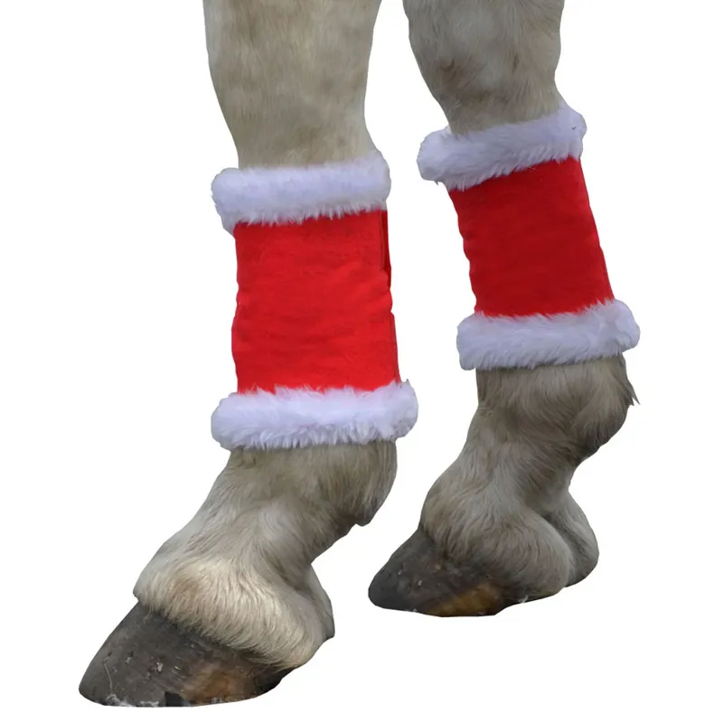 Hy Christmas Santa Horse Leg Wraps 4 Pack - Red/White