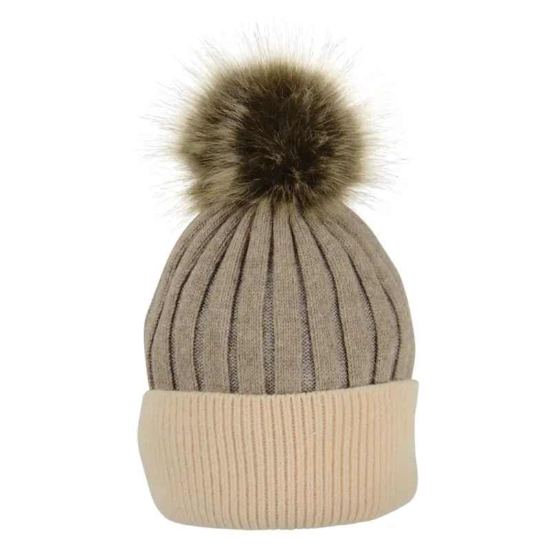 Hy Equestrian Luxembourg Luxury Bobble Hat - Toffee/Beige