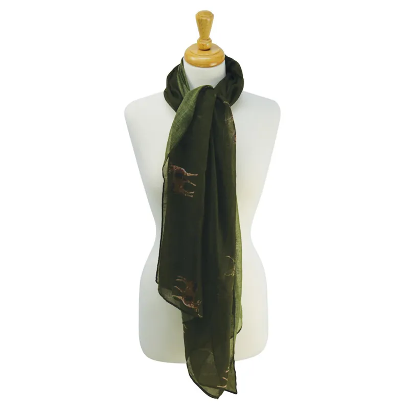 HyFASHION Printed Scarf - Stag/Forest Night Green
