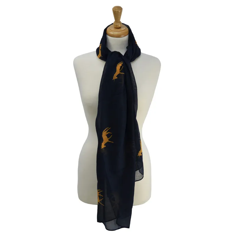 HyFASHION Printed Scarf - Unicorn/Navy/Gold