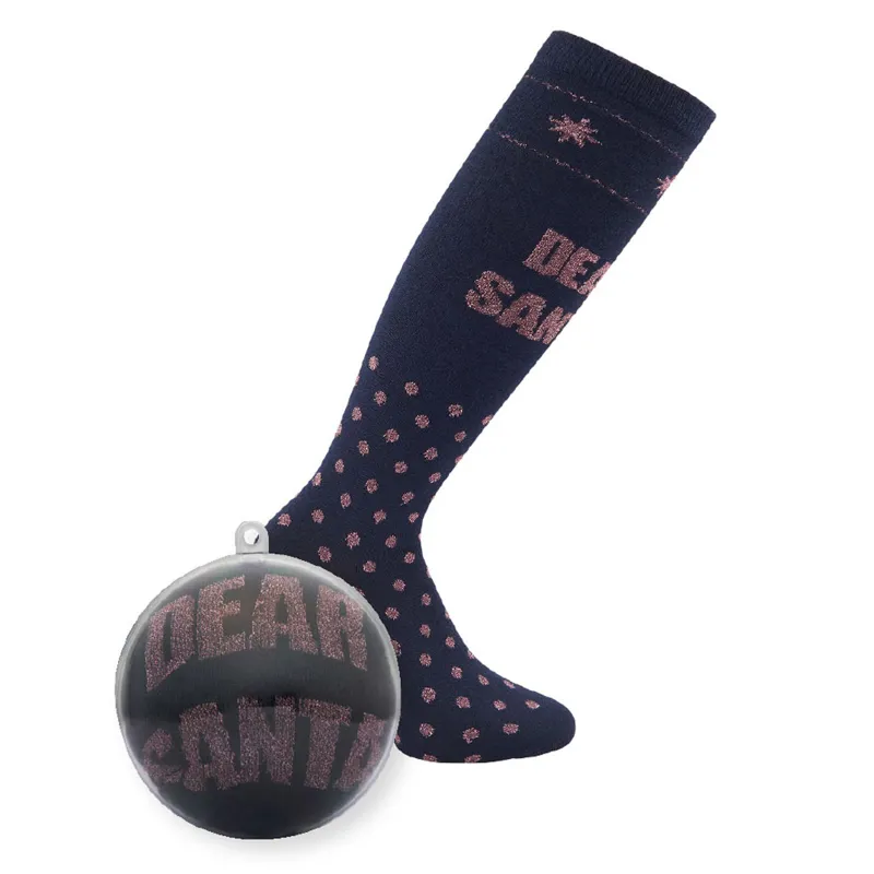 Imperial Riding Christmas Bauble Socks - Navy/Dear Santa
