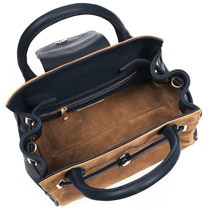 Fairfax and Favor Mini Windsor Handbag - Tan/Navy-1