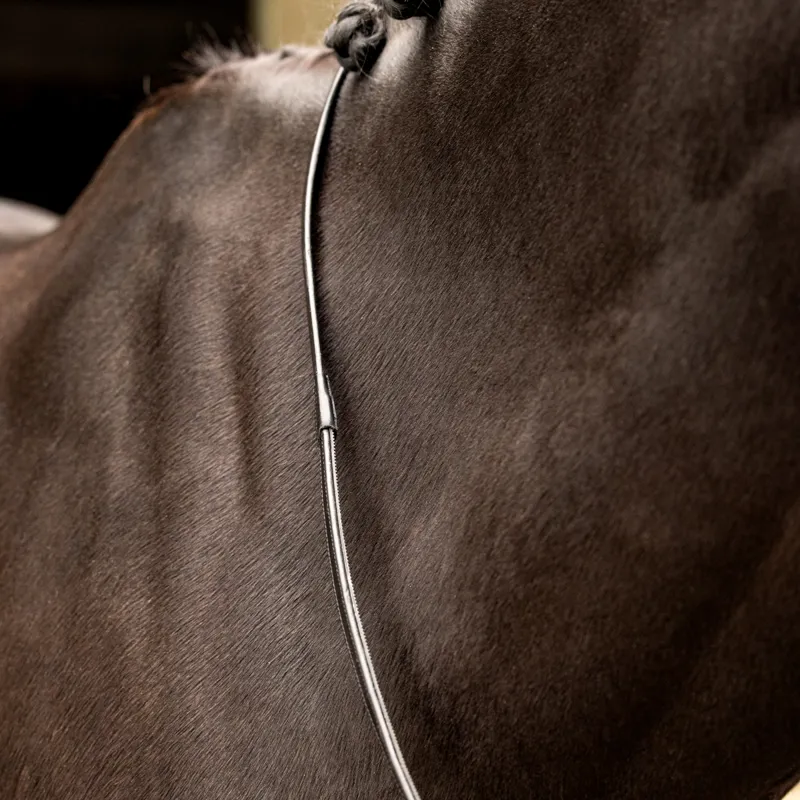 LeMieux Rubber Half Lined Reins - Black/Silver-2