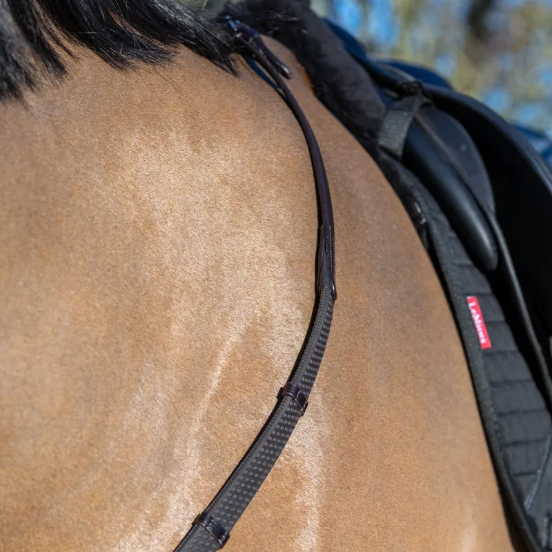 LeMieux Soft Rubber Reins with Stoppers - Brown/Silver-3