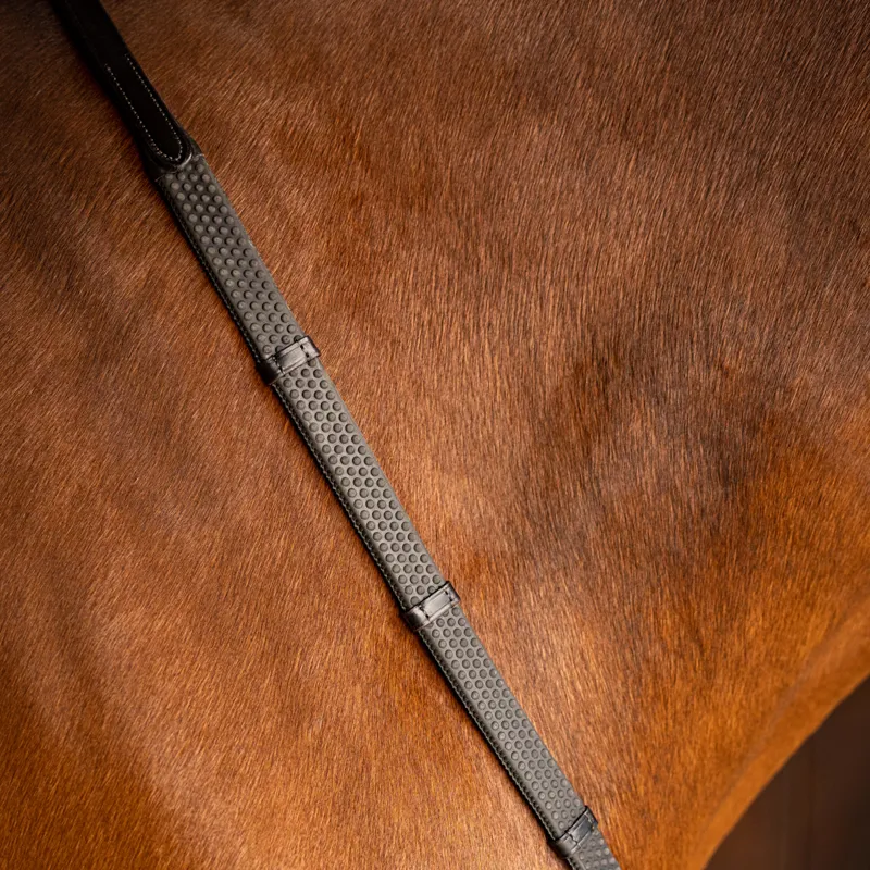 LeMieux Soft Rubber Reins with Stoppers - Brown/Silver-1