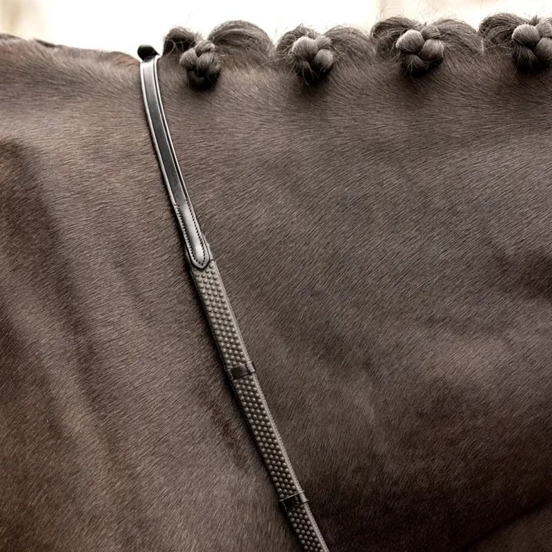 LeMieux Soft Rubber Reins with Stoppers - Brown/Brass-2