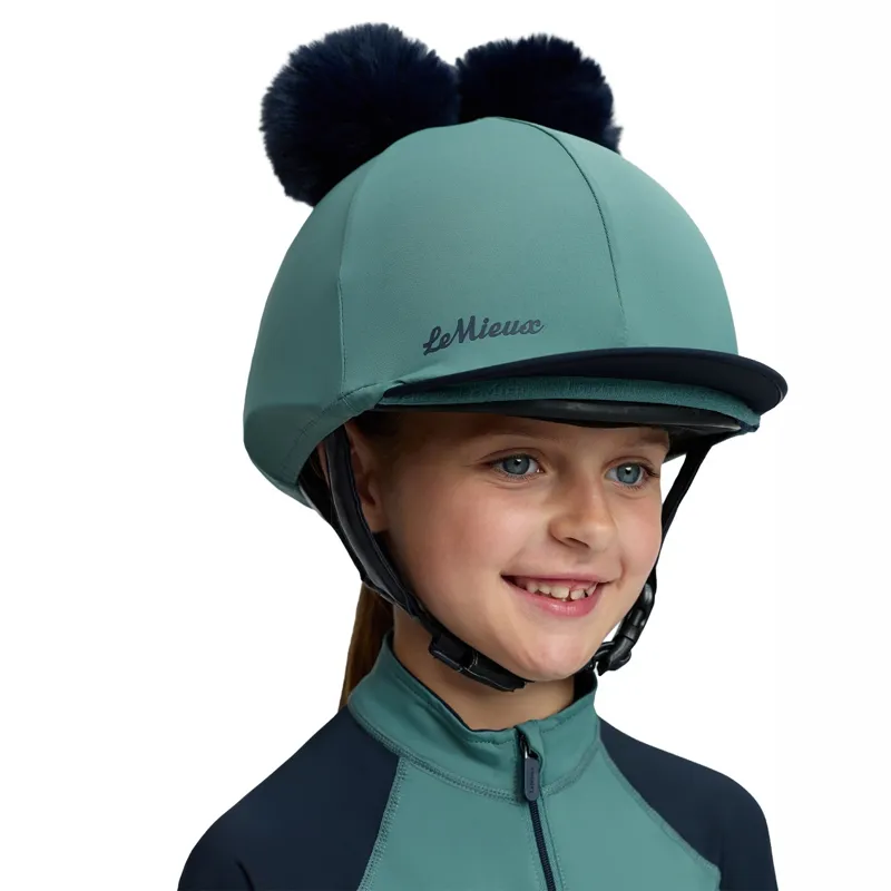 LeMieux Mini Double Pom Hat Silk - Navy/Aloe-1