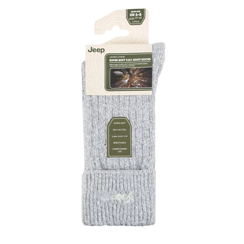 Jeep Super Soft Brushed Womens Boot Socks - Slate-1