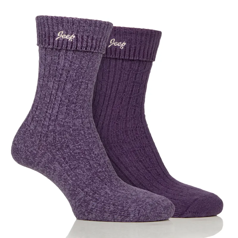 Jeep Super Soft Brushed Womens Boot Socks - Lilac/Purple