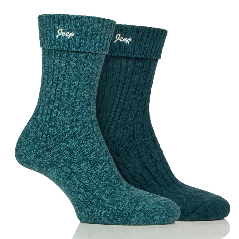 Jeep Super Soft Brushed Womens Boot Socks - Jade/Teal
