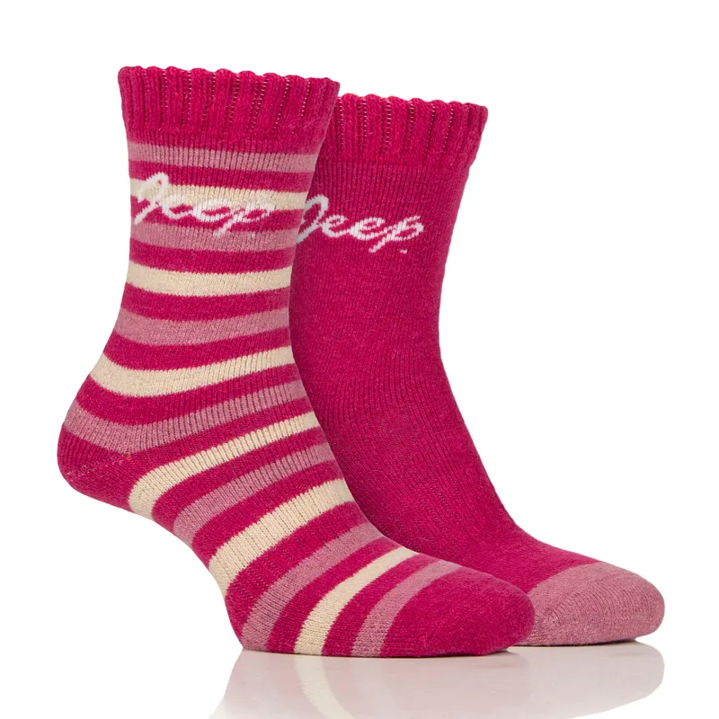 Jeep Womens Performance Socks 2 Pack - Magenta/Rose