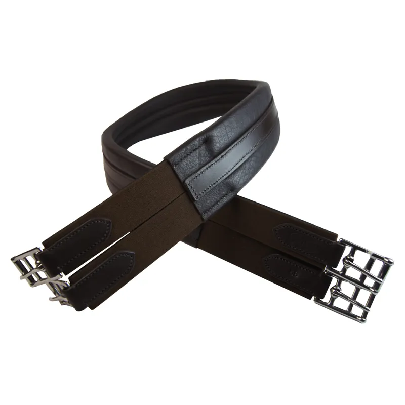 Jeffries Padded Leather Atherstone Girth with Elastic Ends - Havana