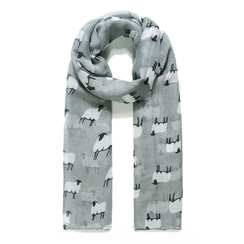 Jewelicity Printed Scarf - Grey/Baa Baa Sheepy