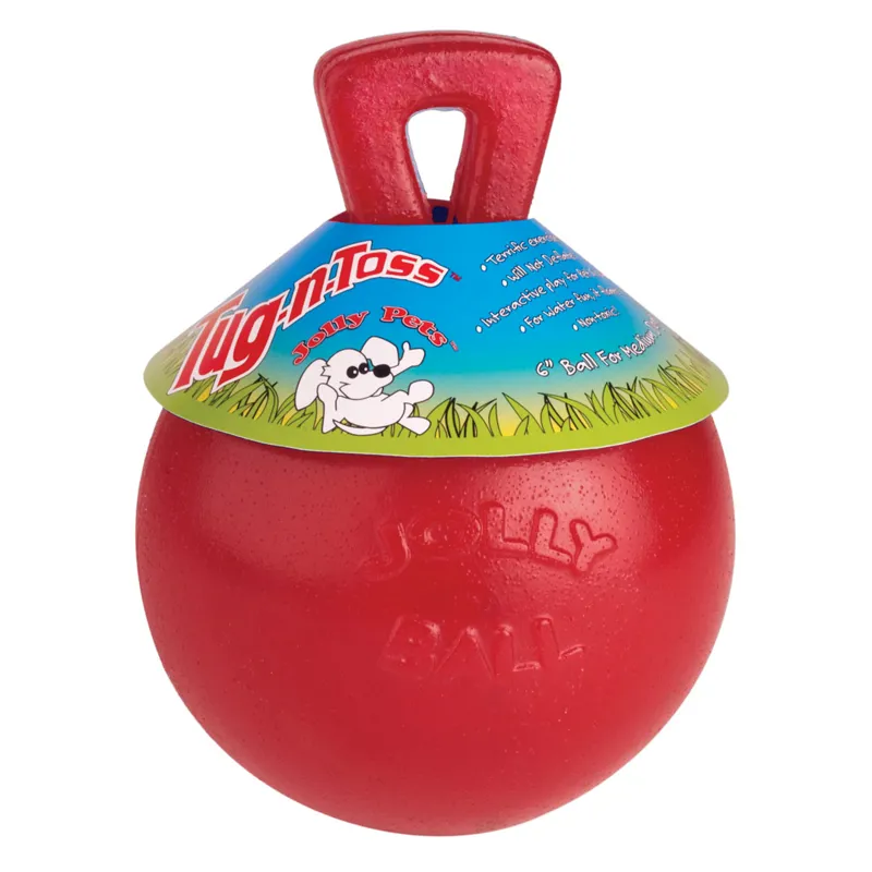 Horsemens Pride Jolly Pets Tug N Toss Jolly Ball Dog Toy - Red
