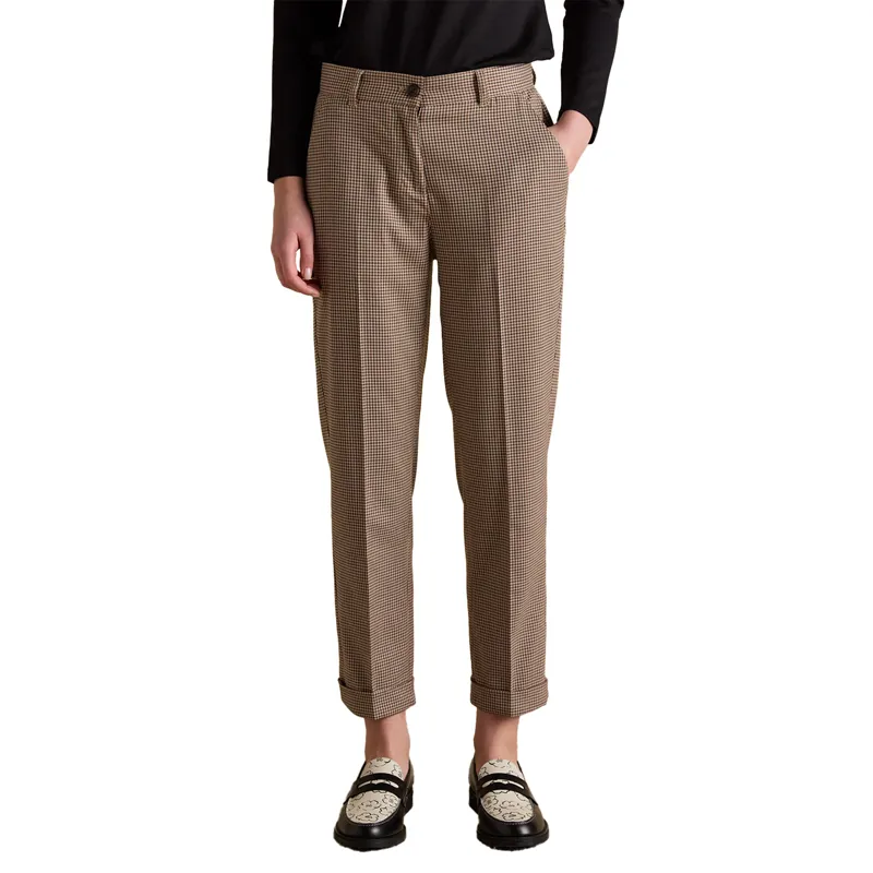 Joules Ada Womens Relaxed Trousers - Brown/Check