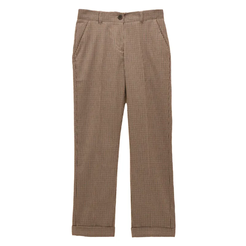 Joules Ada Womens Relaxed Trousers - Brown/Check-1