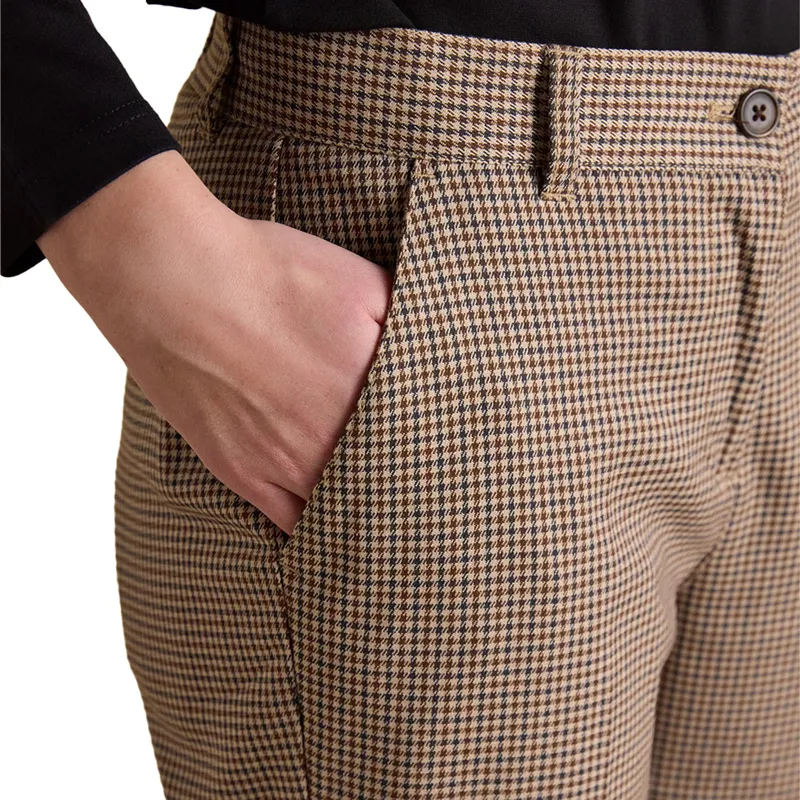 Joules Ada Womens Relaxed Trousers - Brown/Check-5