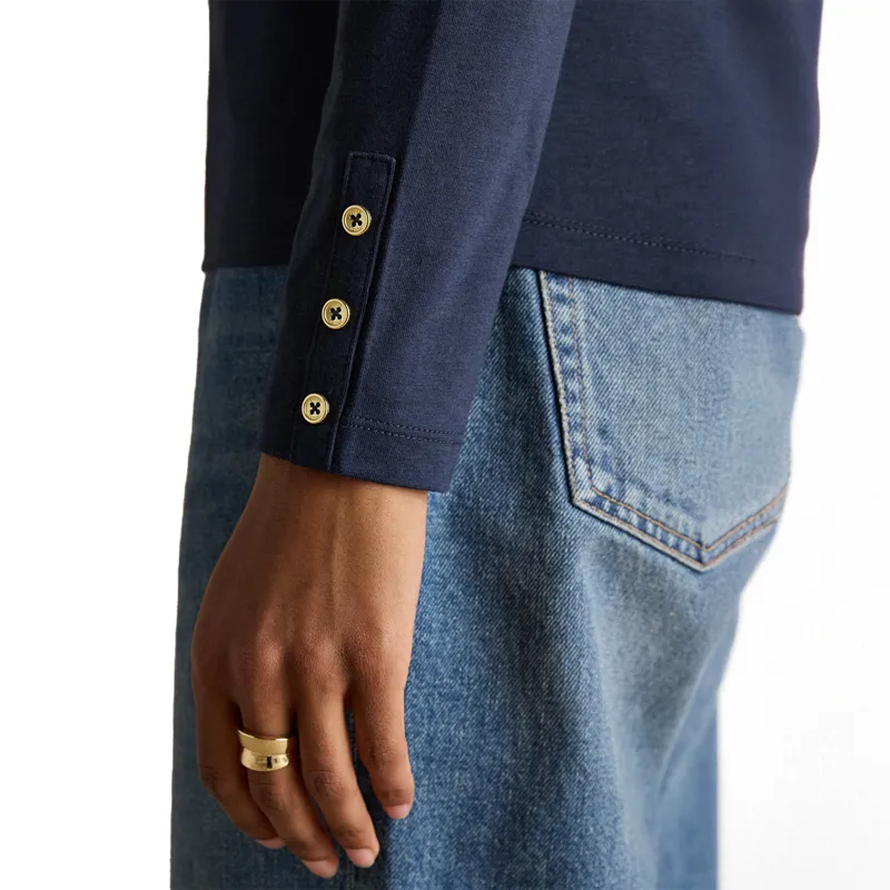 Joules Amy Womens Long Sleeve Jersey Top - Navy-4