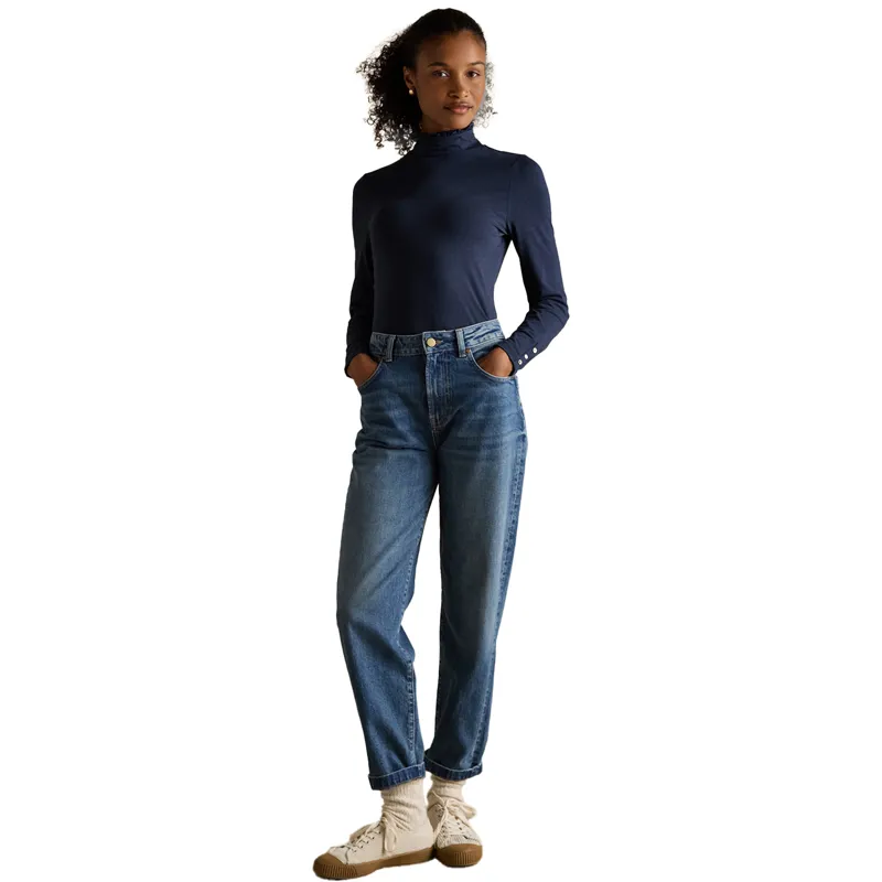 Joules Amy Womens Long Sleeve Jersey Top - Navy-3