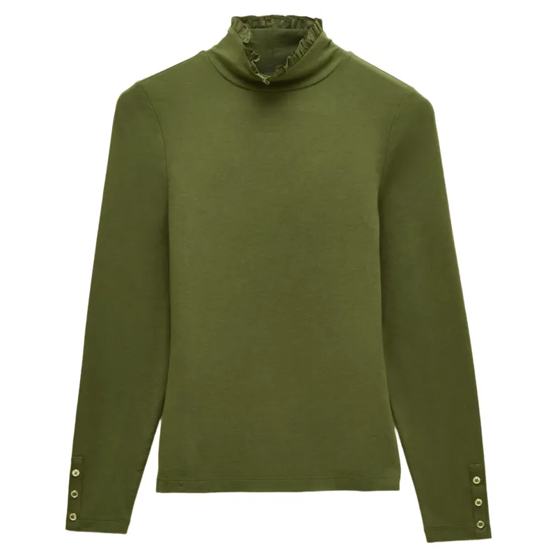 Joules Amy Womens Long Sleeve Jersey Top - Khaki-2