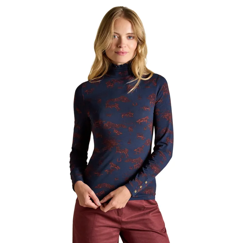 Joules Amy Womens Long Sleeve Jersey Top - Navy/Western