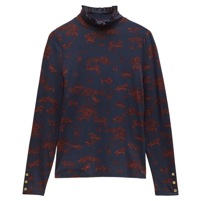 Joules Amy Womens Long Sleeve Jersey Top - Navy/Western-1