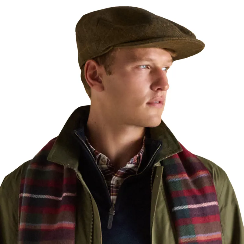 Joules Ashby Mens Flat Cap - Khaki Green-3