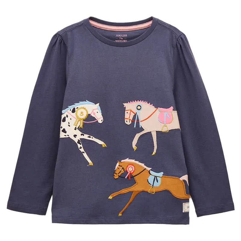 Joules Ava Junior Girls Long Sleeve Top - Navy